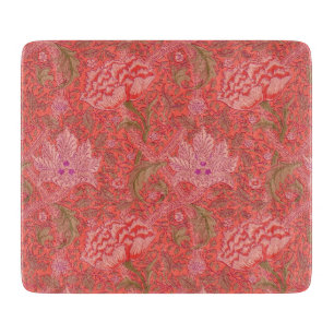 Planche À Découper William Morris - Élégant floral rouge et rose