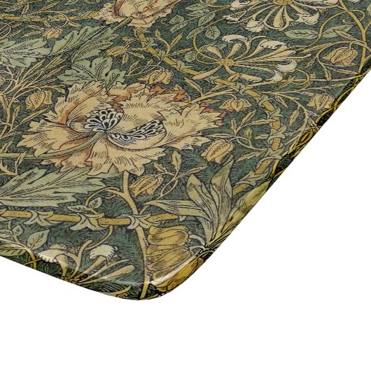 Planche À Découper William Morris Honeysuckle Vert Floral (Coin)