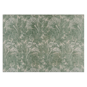 Planche À Découper William Morris tulip fond textile vert