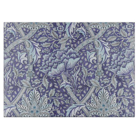 Planche À Découper William Morris Windrush motif floral bleu (Devant)