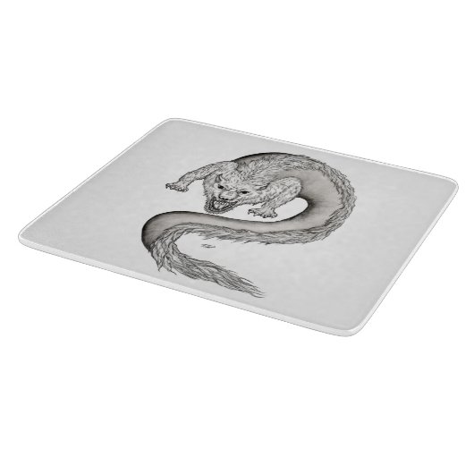 Planche À Découper Wolfdragon design noir et blanc (Coin)