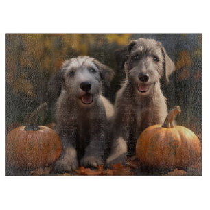 Planche À Découper Wolfhound Chiot Automne Citrouille de plaisir