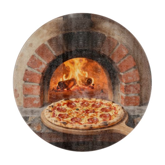 Planche À Découper Wood-Fired Pepperoni Pizza Rustic Italian (Devant)
