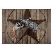 Planche À Découper Woodgrain texas star cowboy western country pistol (Devant)