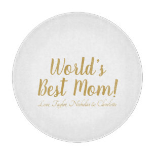 Planche À Découper World’s Best Mom gold custom script mignon
