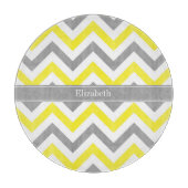 Planche À Découper Yellow Dk Gray White LG Chevron Gray Nom Monogram (Devant)