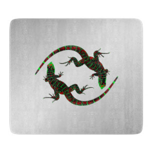 Planche À Découper Yin Yang Lizards Argent
