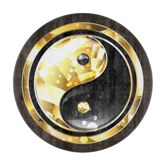 Planche À Découper Yin Yang or sur noir (Devant)