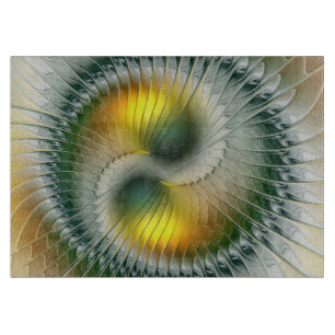 Planche À Découper Yin Yang Vert Jaune Abstrait coloré Fractal