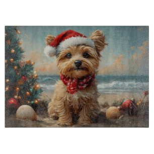 Planche À Découper Yorkipoo Chien Noël Vintage Plage