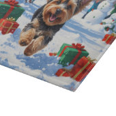 Planche À Découper Yorkipoo coule en neige avec le Casquette de Noël (Coin)