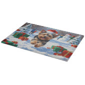 Planche À Découper Yorkipoo coule en neige avec le Casquette de Noël (Coin)