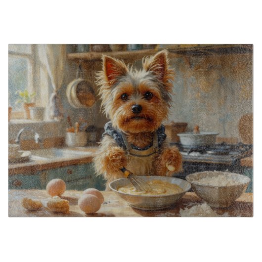Planche À Découper Yorkshire Terrier Cooking in Kitchen (Devant)