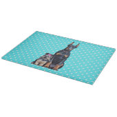 Planche À Découper Yorkshire Terrier Doberman Pois bleus (Coin)