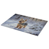 Planche À Découper Yorkshire Terrier Laisser Neige Noël (Coin)