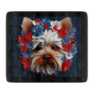 Planche À Découper Yorkshire Terrier Patriotique 3D