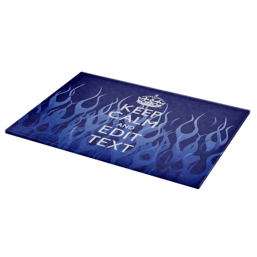 Planche À Découper Your Text on Keep Calm on Navy Blue Racing Flames (Coin)