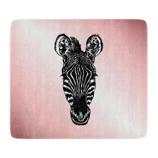 Planche À Découper Zebra Head on Pink (Devant)