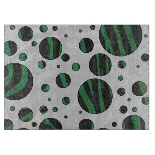 Planche À Découper Zebra noir et vert Polka point (Devant)