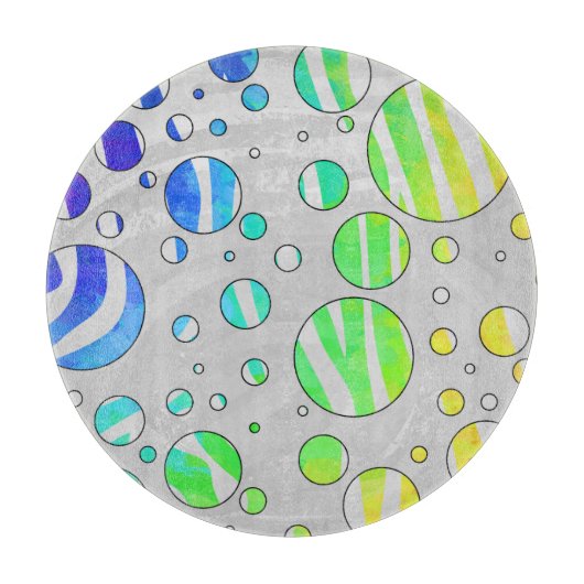 Planche À Découper Zebra Polka Dot Arc-en-ciel et impression blanche (Devant)