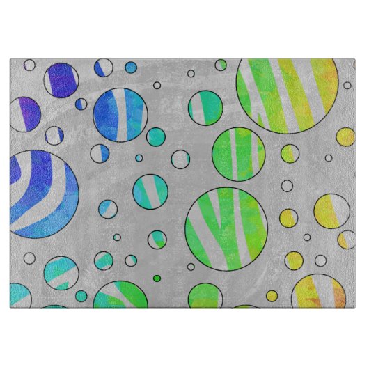 Planche À Découper Zebra Polka Dot Arc-en-ciel et impression blanche (Devant)