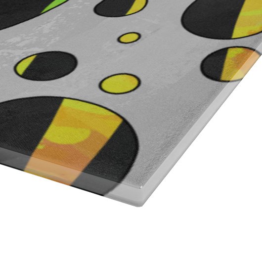 Planche À Découper Zebra Polka Dot noir et arc-en-ciel (Coin)