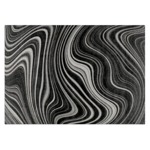 Planche À Découper Zèbre noir et blanc Wavy Abstraction