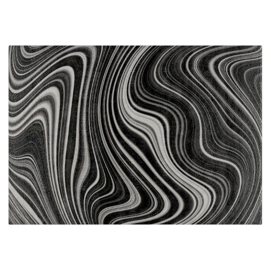 Planche À Découper Zèbre noir et blanc Wavy Abstraction (Devant)