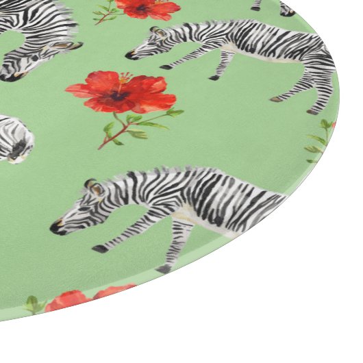 Planche À Découper Zèbres parmi les fleurs d'Hibiscus (Coin)