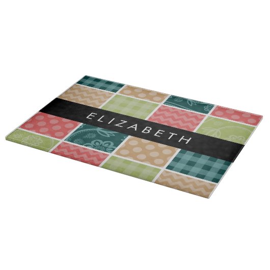 Planche À Découper Zigzag, Chevron, En vichy, Pois, Votre Nom (Coin)