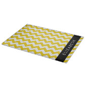 Planche À Découper Zigzag Jaune, Chevron Jaune, Votre Nom (Coin)