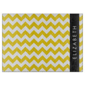 Planche À Découper Zigzag Jaune, Chevron Jaune, Votre Nom (Devant)