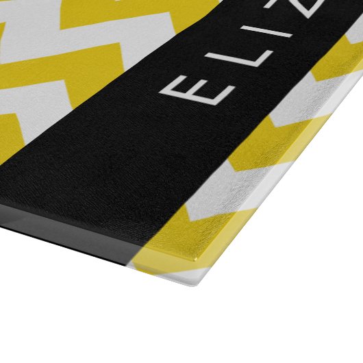 Planche À Découper Zigzag Jaune, Chevron Jaune, Votre Nom (Coin)