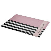 Planche À Découper Zigzag noir et blanc, Chevron, rose, Votre nom (Coin)