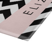 Planche À Découper Zigzag noir et blanc, Chevron, rose, Votre nom (Coin)