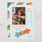 Planche à roulettes Colorée Photo Invitation (Devant / Derrière)