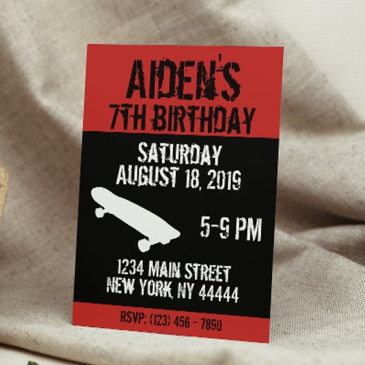 Planche à roulettes Invitation d'anniversaire, Pla