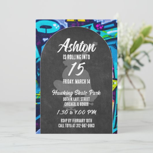 Planche à roulettes Invitation de fête d'anniversa (Debout devant)