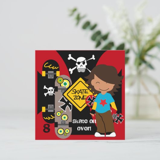 Planche à roulettes sur mesure Invitation d'annive (Debout devant)