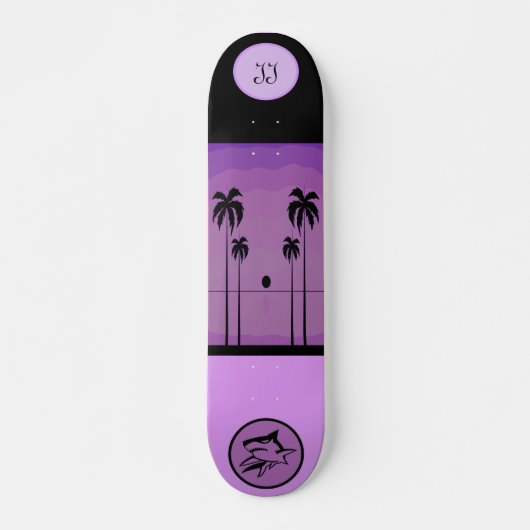 Planche à skateboard de requins tropicaux violet c (Devant)