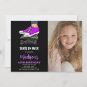 Planche à skateboards photo noir violet Invitation (Devant)