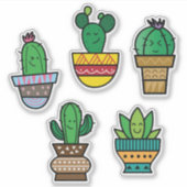 Planche d'autocollants de cactus - Autocollants de (Devant)