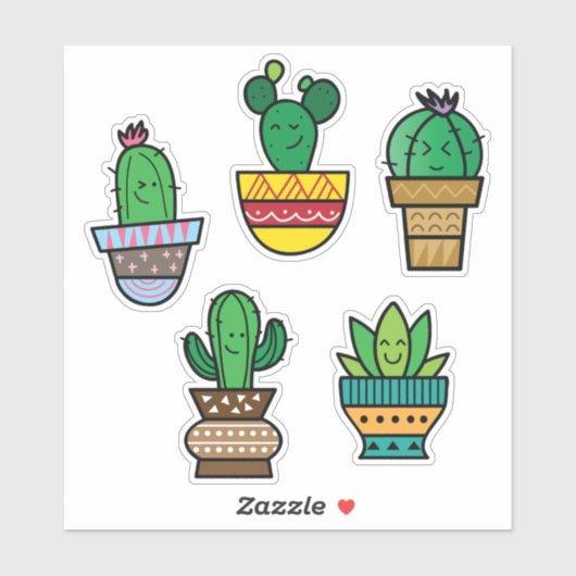 Planche d'autocollants de cactus - Autocollants de (Feuille)