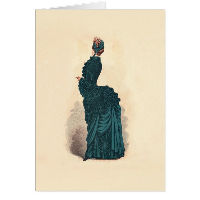 Planche de mode antique victorienne : Robe à tourn (Devant)