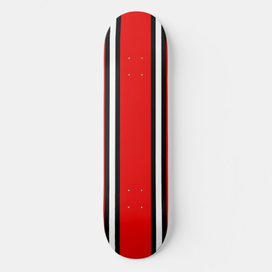 Planche de skateboard à rayures rouges noires et b (Recto)