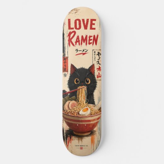 Planche de skateboard Anime Love Ramen Cat (Recto)