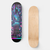 Planche de skateboard Cyberpunk Cityscape – Néon (Recto)