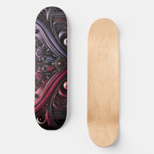 Planche de skateboard gothique Rose (Recto)