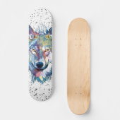 Planche de skateboard Wolf | Tête de loup coloré (Recto)