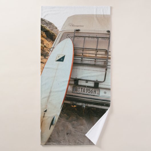 Planche de surf blanche et noire (Serviette de bain)